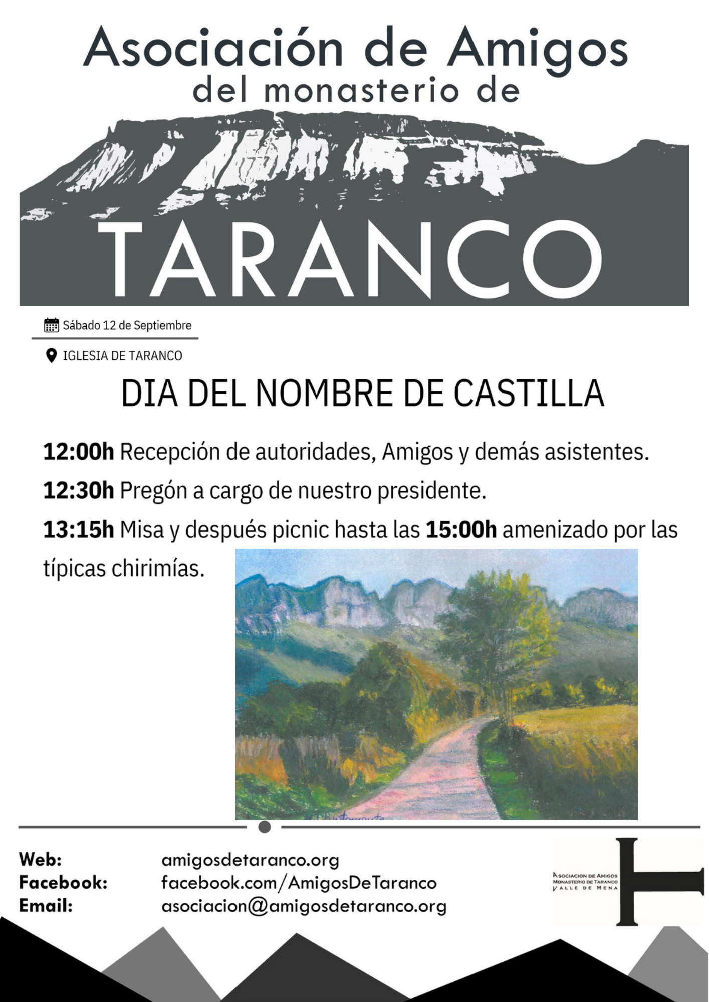 Cartel del Día del Nombre de Castilla, sábado 12 de septiembre, en la Iglesia de Taranco.